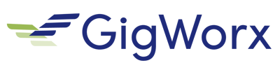 GigWorx logo blue with green wing