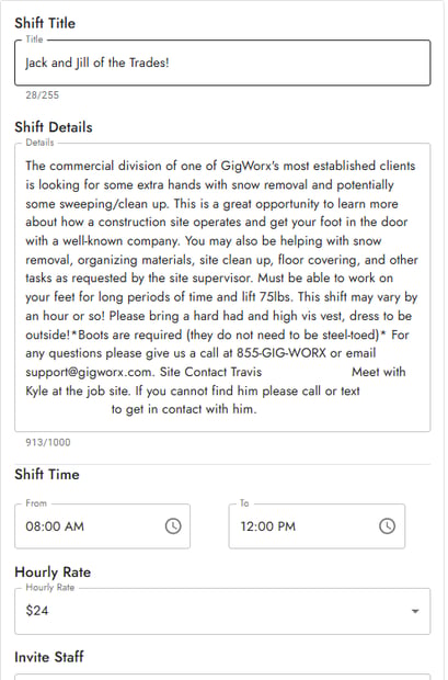 shift template example