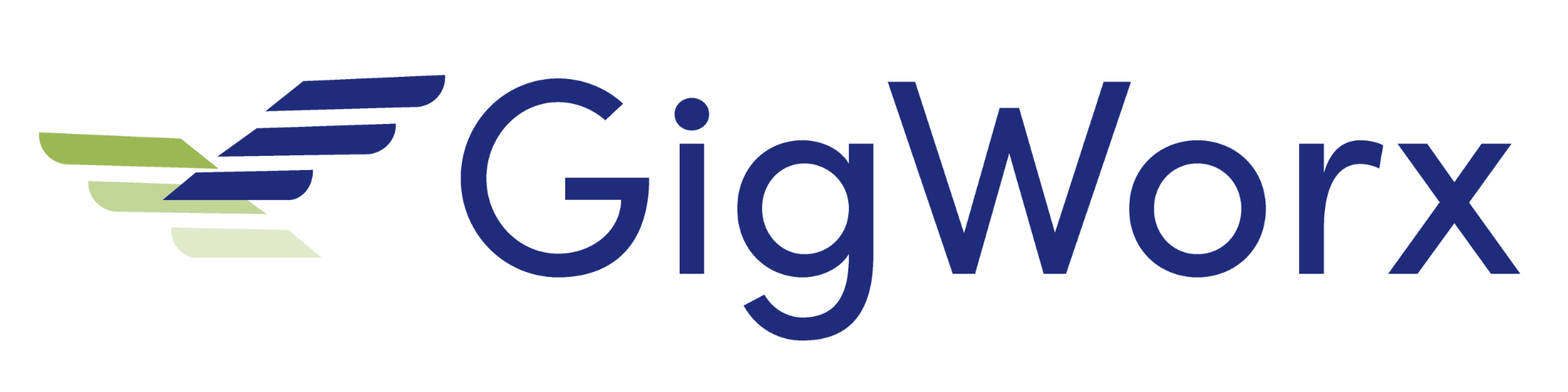 GigWorx logo blue with green wing